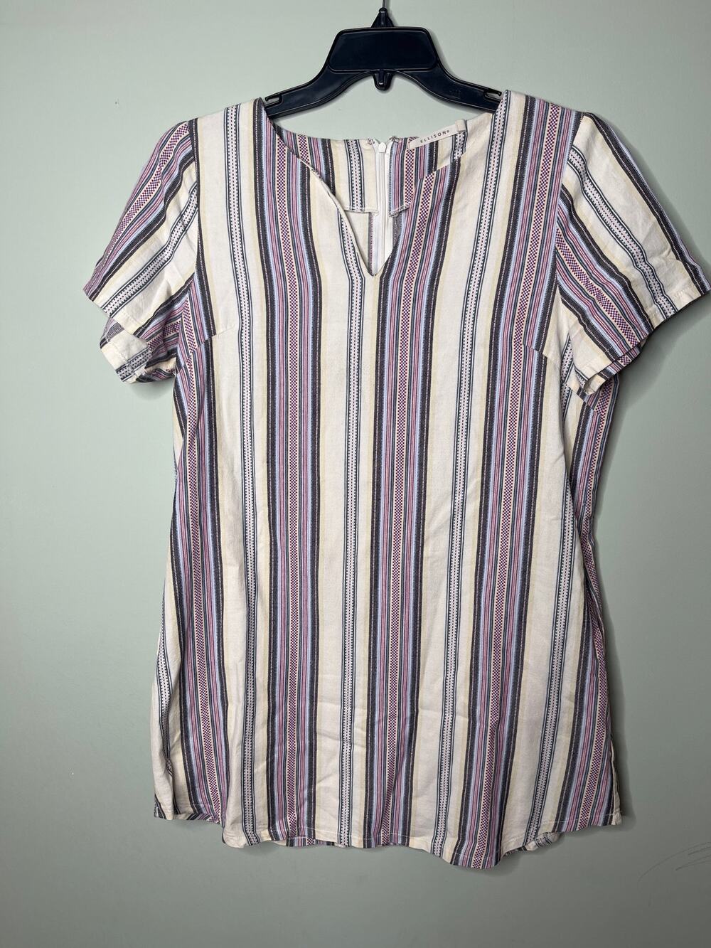 Ellison Striped Zip Back Mini Dress Large
